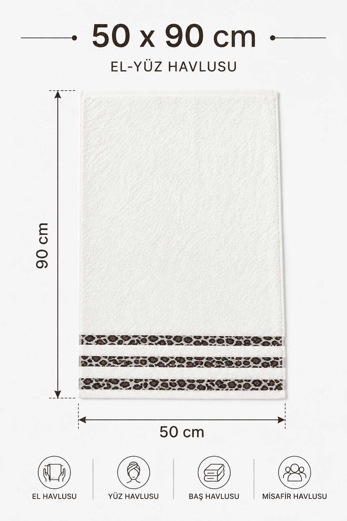 4lü El Yüz Havlusu %100 Pamuk 50x90 cm Savana Beyaz