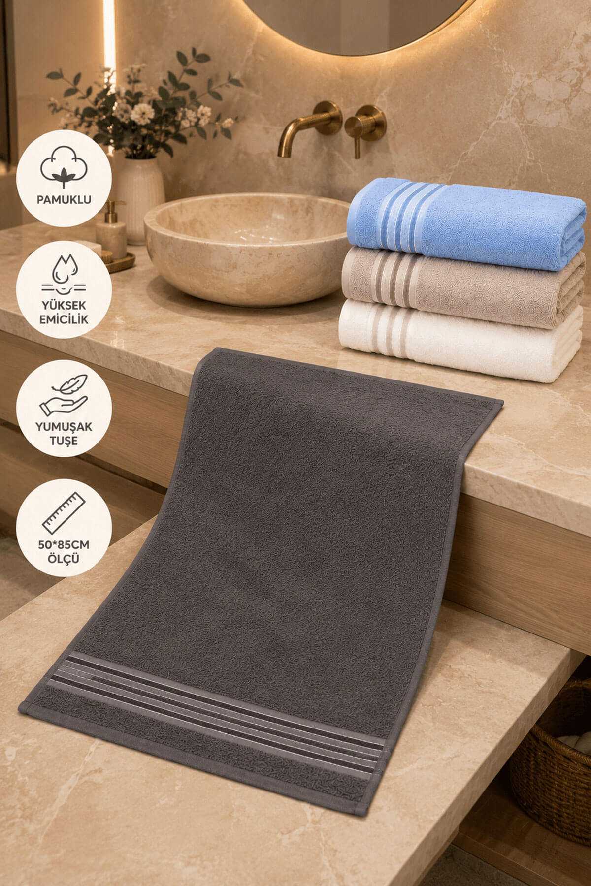 4lü El Yüz Havlusu Seti 50x85 Cm Softline
