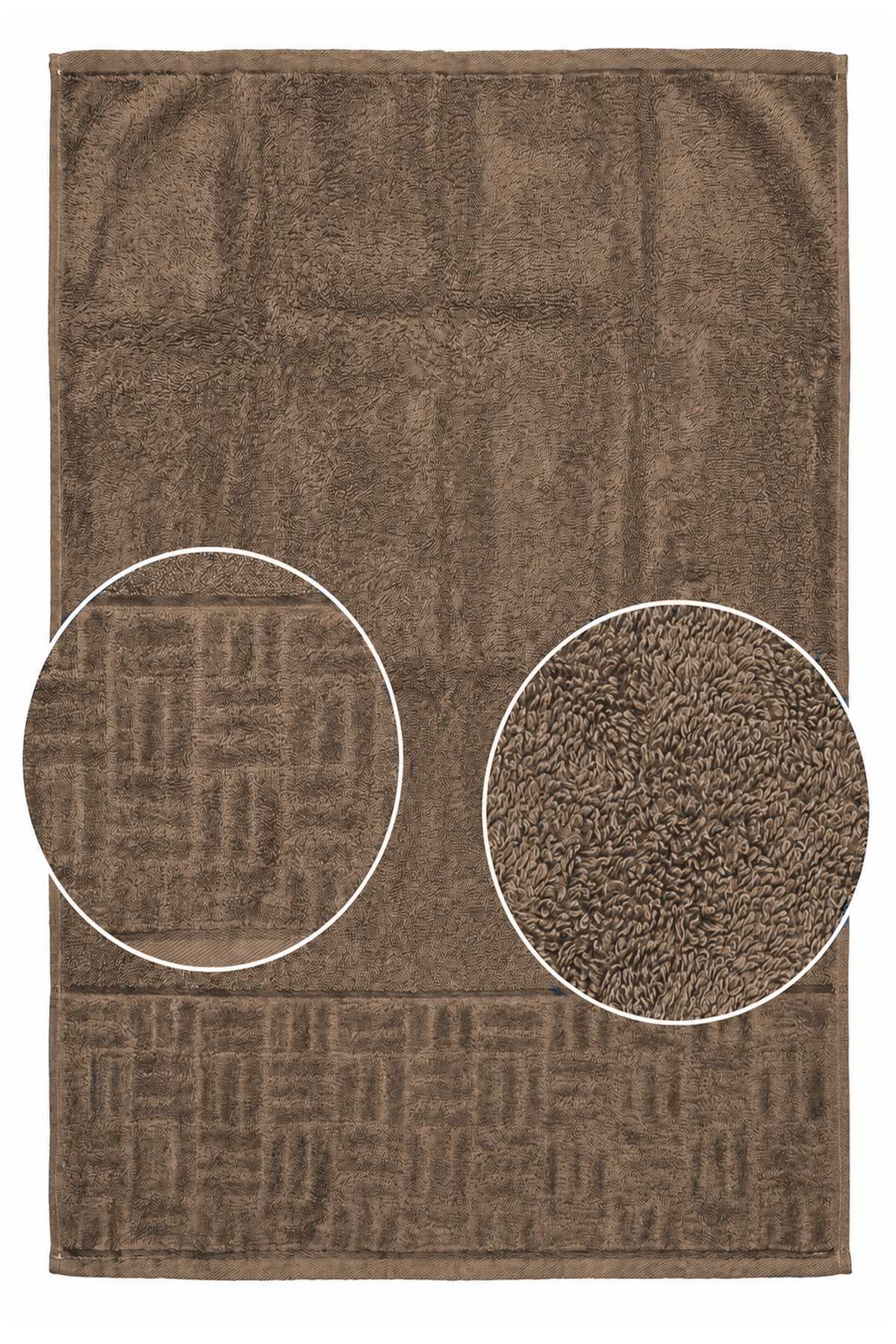 El Yüz Havlusu 50x90 Cm %100 Pamuk Kısmi Kadife Vento Vizon