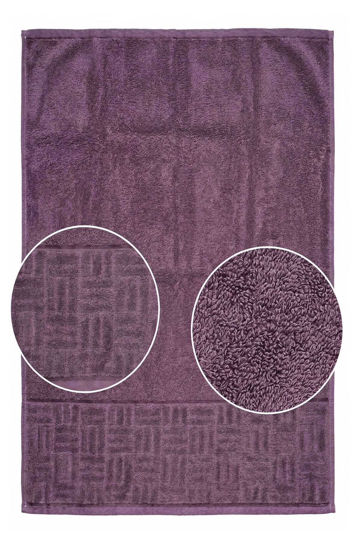El Yüz Havlusu 50x90 Cm %100 Pamuk Kısmi Kadife Vento Mürdüm