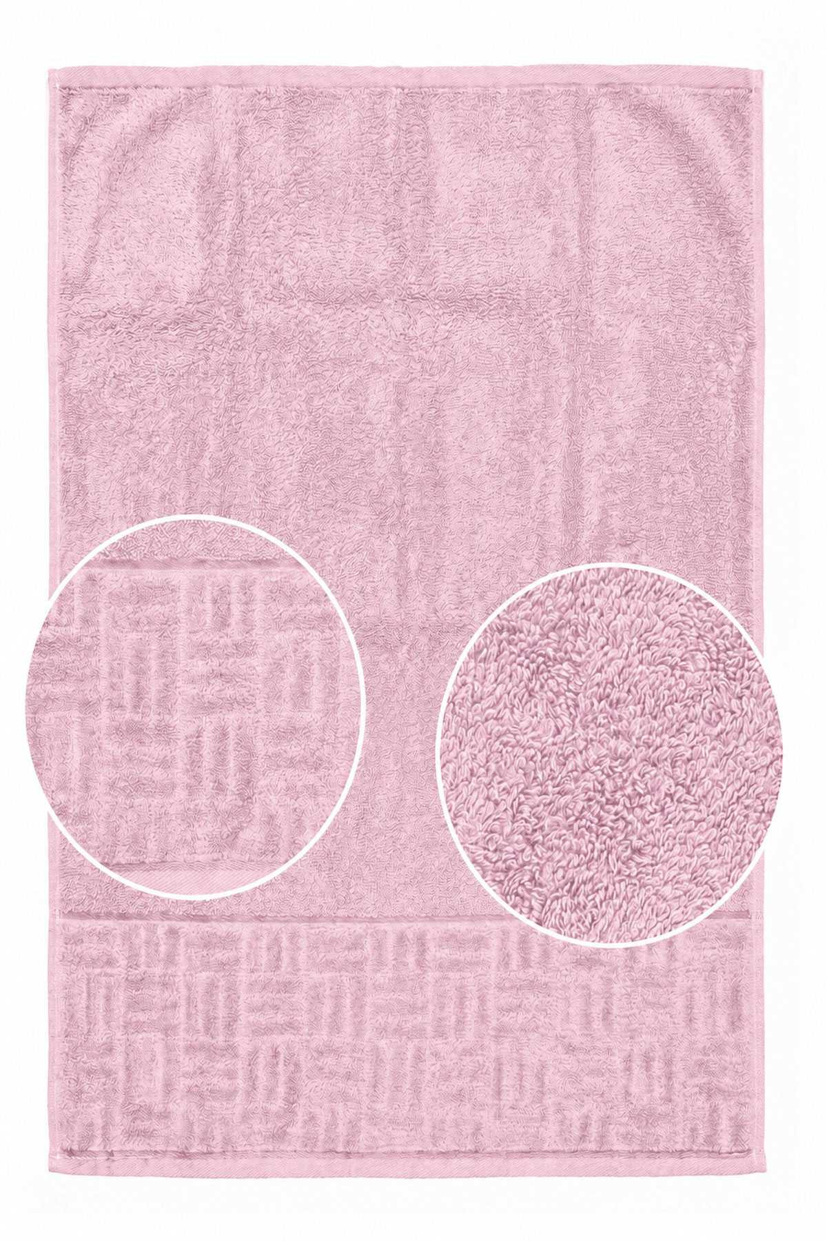 El Yüz Havlusu 50x90 Cm %100 Pamuk Kısmi Kadife Vento Pembe