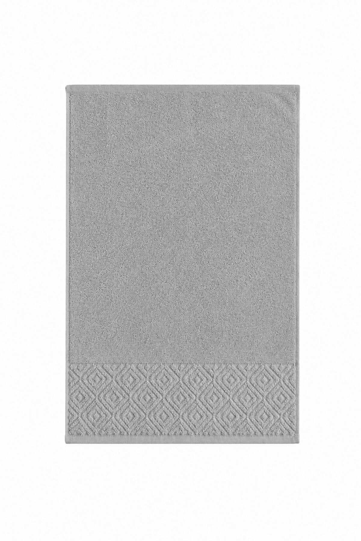 El Yüz Havlusu 50x90 cm %100 Pamuk Kısmi Kadife Quadro Gri