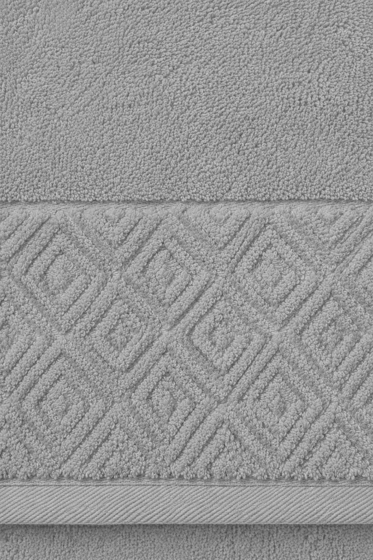 El Yüz Havlusu 50x90 cm %100 Pamuk Kısmi Kadife  Quadro Gri