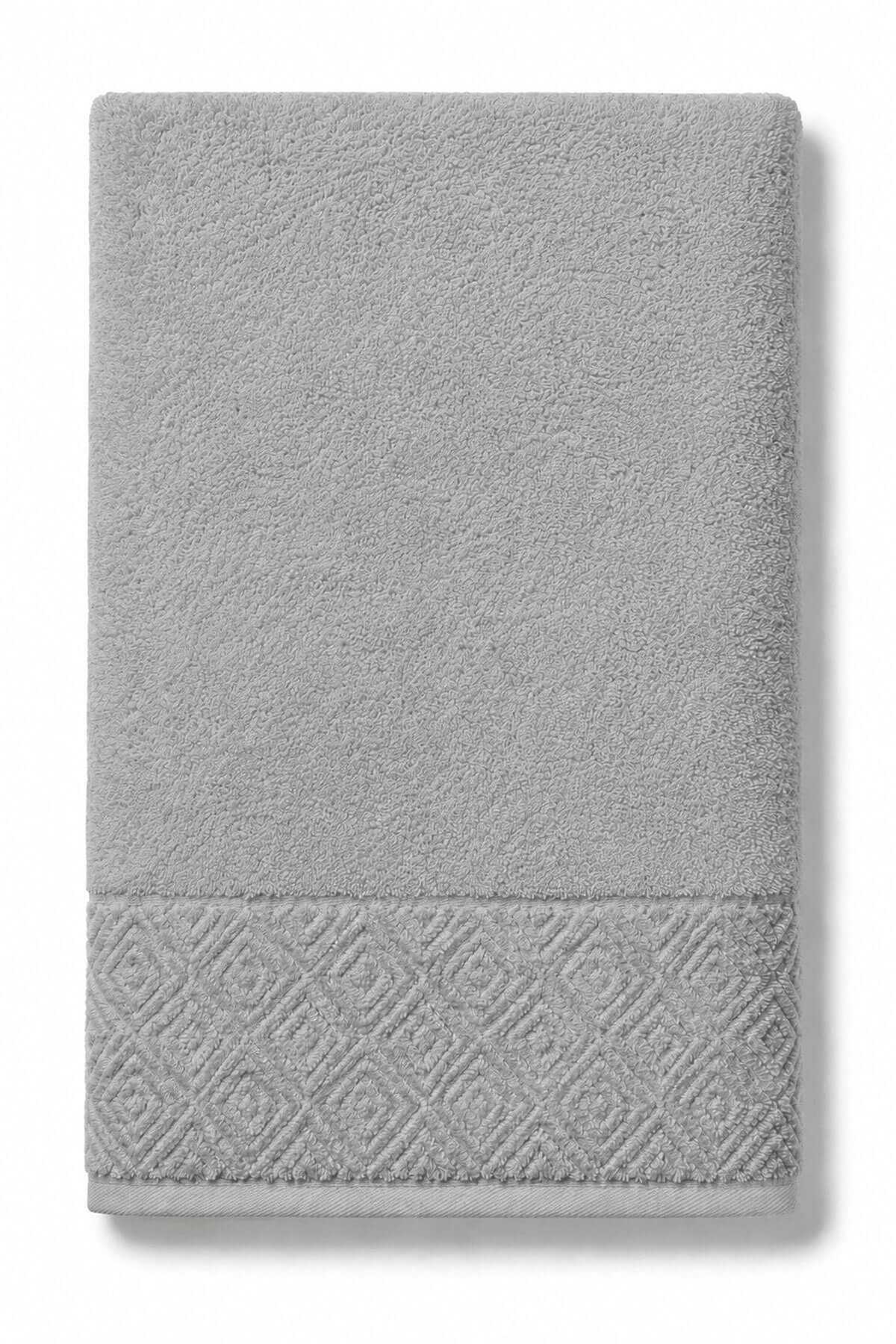 El Yüz Havlusu 50x90 cm %100 Pamuk Kısmi Kadife  Quadro Gri