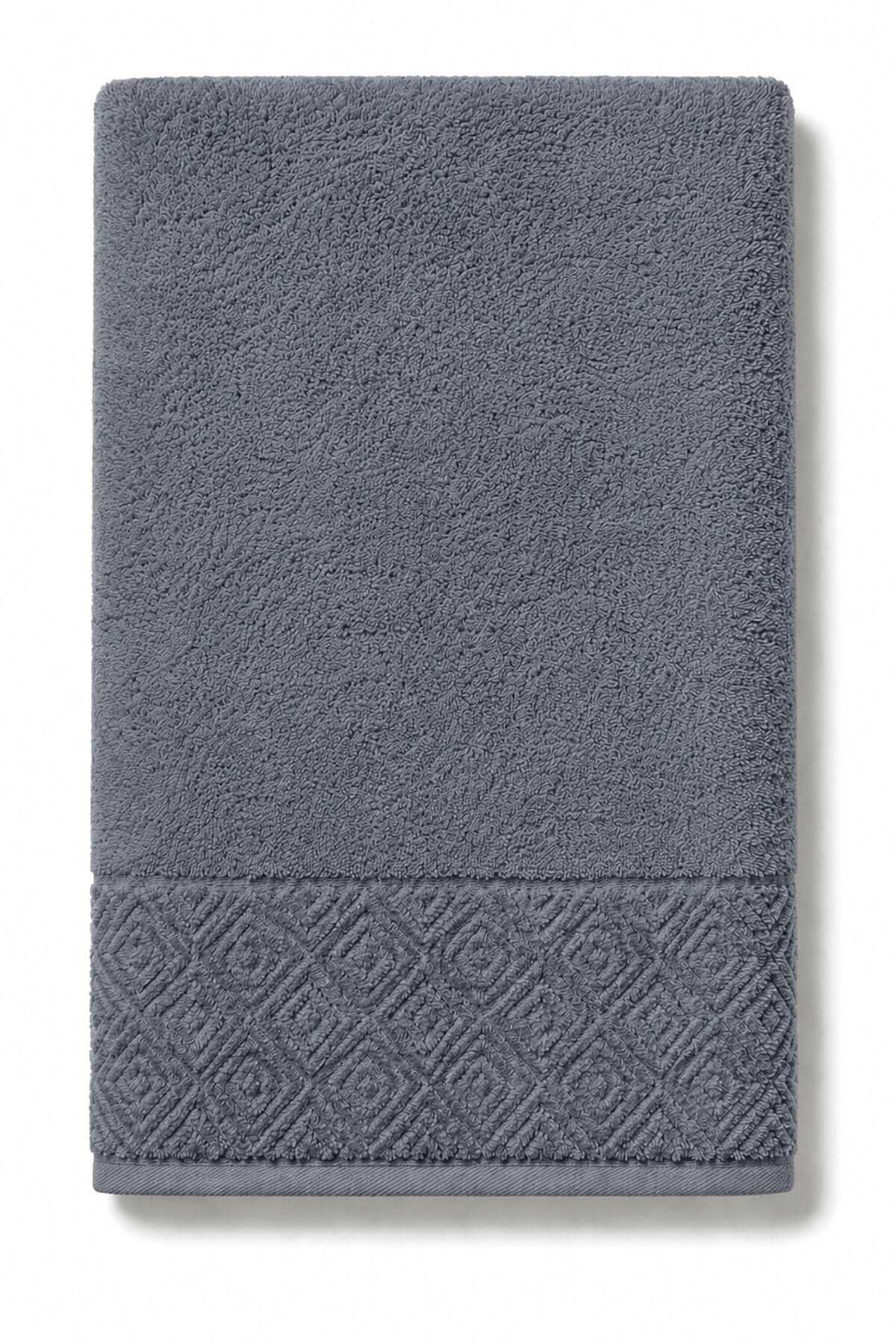 El Yüz Havlusu 50x90 cm %100 Pamuk Kısmi Kadife  Quadro İndigo