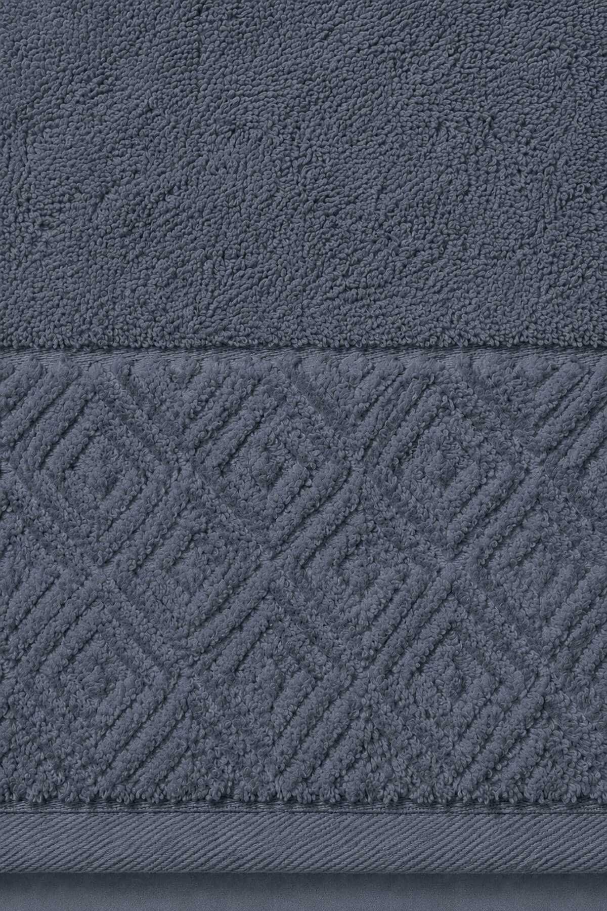 El Yüz Havlusu 50x90 cm %100 Pamuk Kısmi Kadife  Quadro İndigo