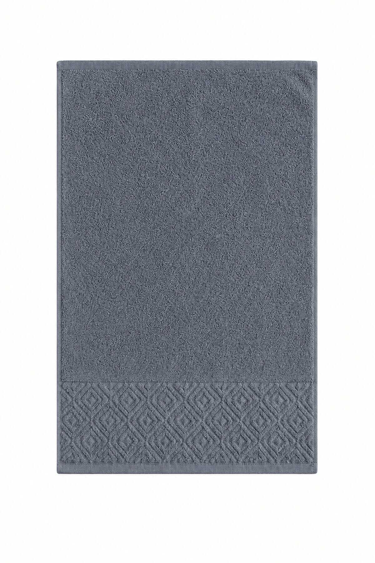 El Yüz Havlusu 50x90 cm %100 Pamuk Kısmi Kadife  Quadro İndigo