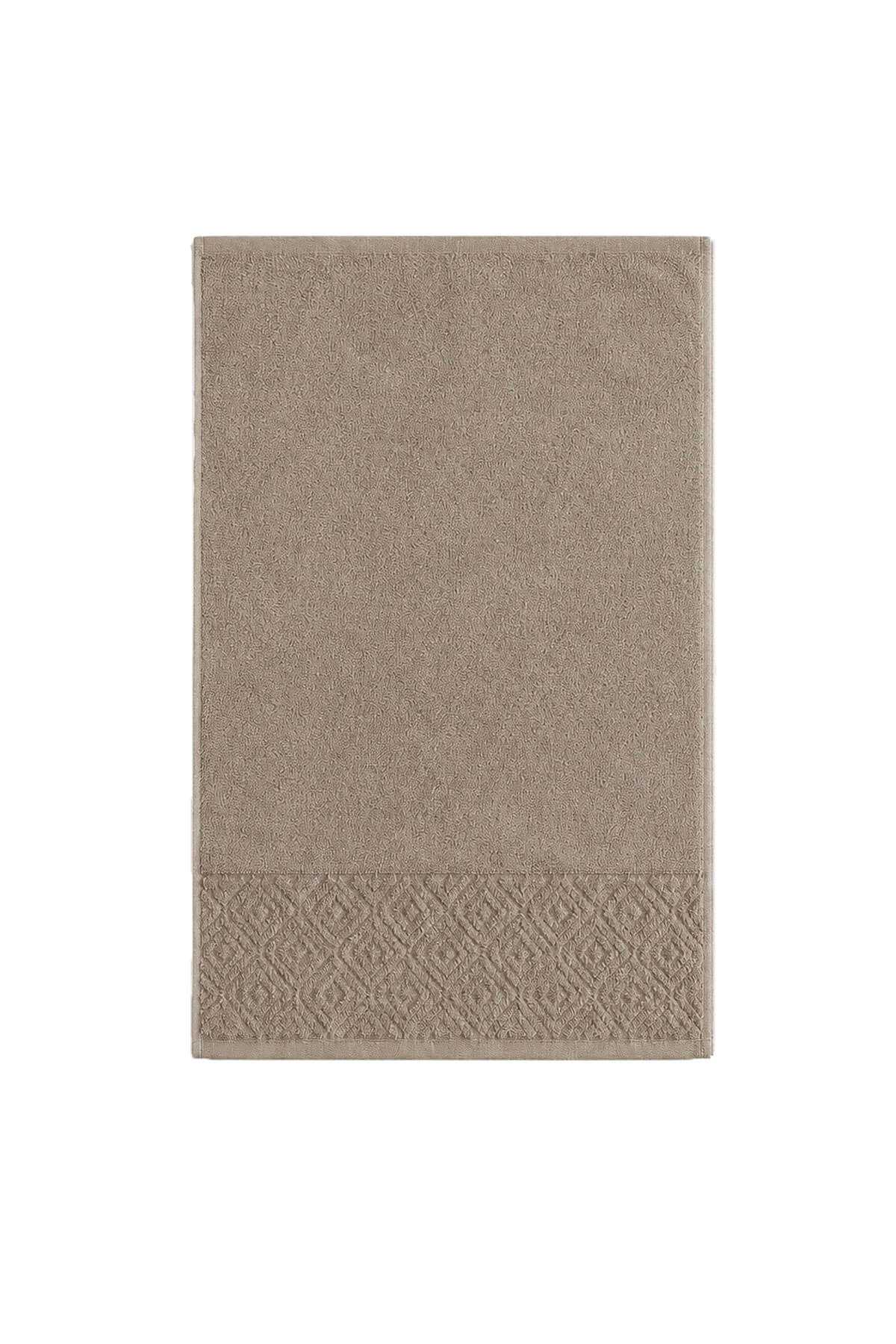 El Yüz Havlusu 50x90 cm %100 Pamuk Kısmi Kadife  Quadro Kahve