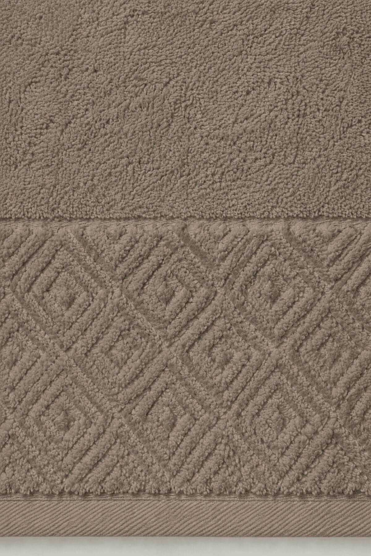 El Yüz Havlusu 50x90 cm %100 Pamuk Kısmi Kadife  Quadro Kahve