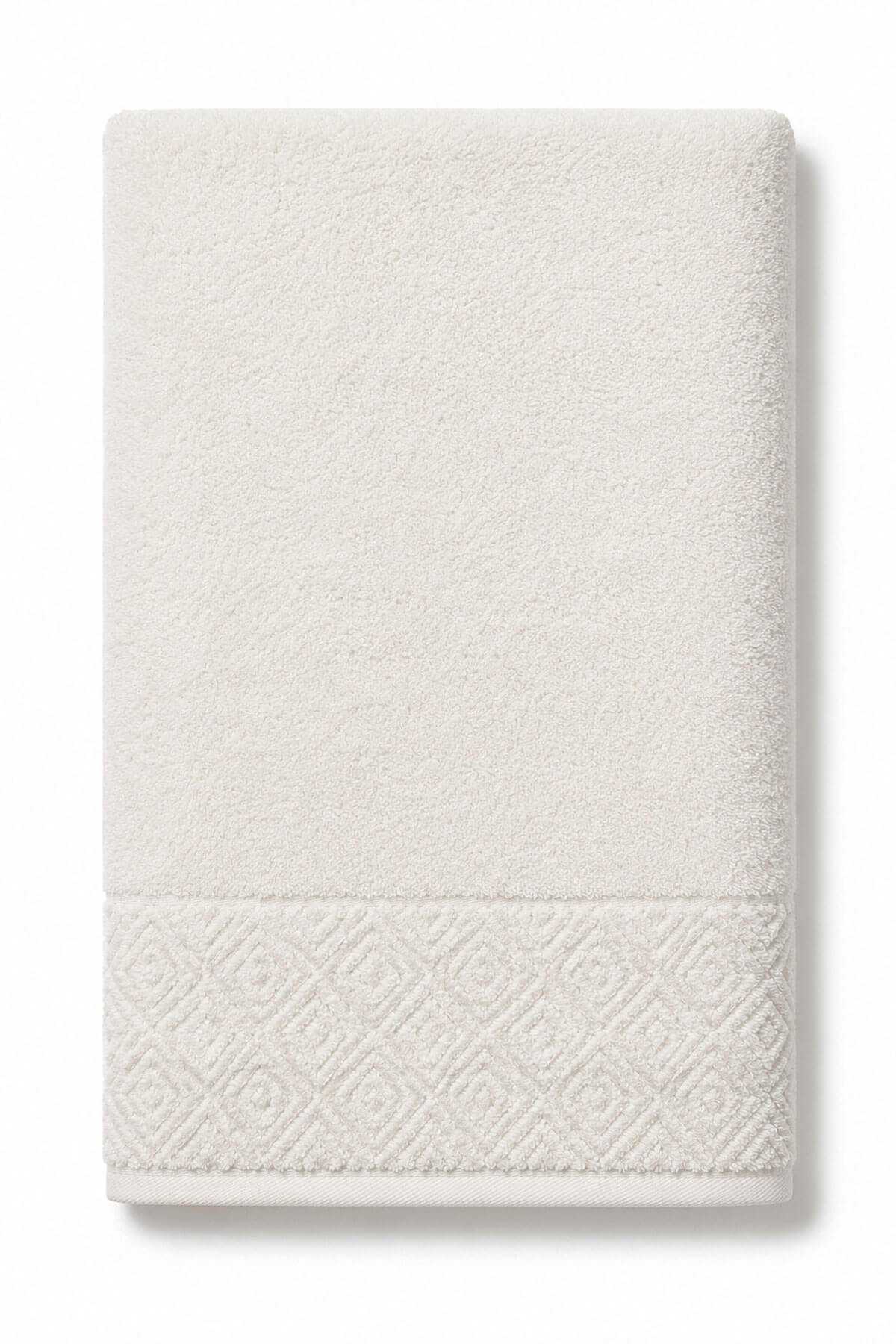 El Yüz Havlusu 50x90 cm %100 Pamuk Kısmi Kadife  Quadro Krem