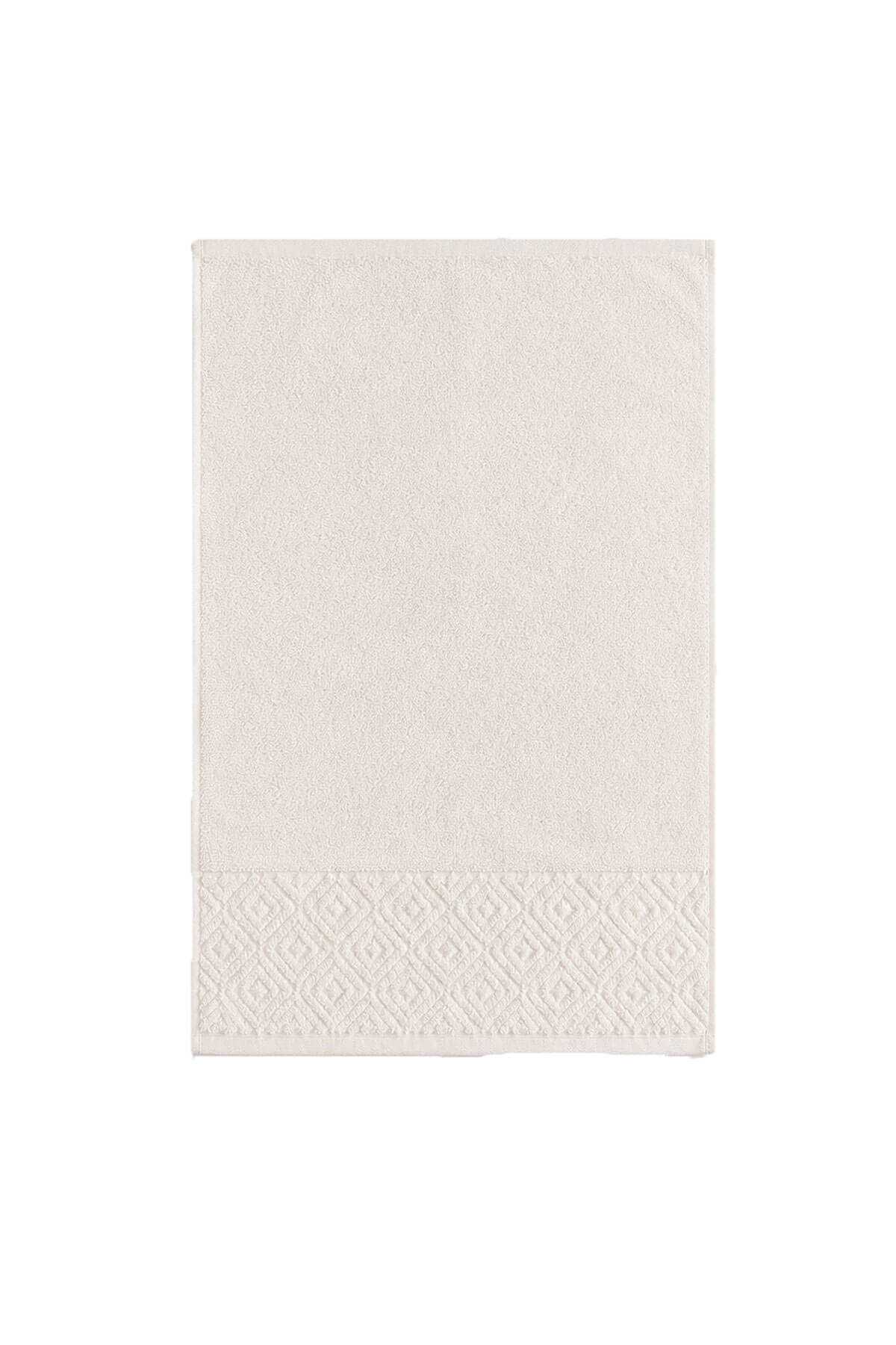 El Yüz Havlusu 50x90 cm %100 Pamuk Kısmi Kadife  Quadro Krem